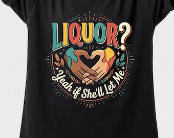 Camiseta divertida para beber licor, camiseta a juego para parejas con temática de alcohol, camiseta retro de bar.