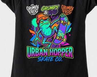 Grumpy Frog Skateboard Shirt, Urban Hopper Skate Co T-Shirt