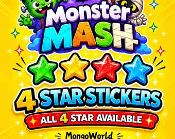 Monster Mash Album 4 Star Stickers, All Available! Monopoly Go! Mogo go