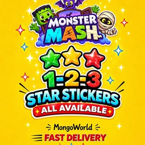 Monopoly Go Monster Mash Album Stickers, 1-2-3 Stars (All Available)