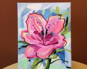 SALE! Small original painting, abstract art, affordable art, affordable wall art, flower painting, pink abstract painting, floral art, lily