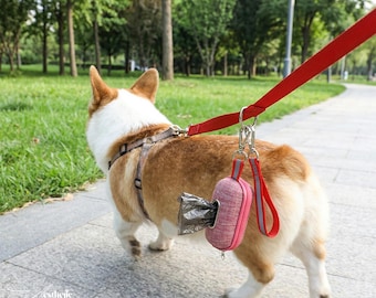 Soporte para bolsas de excrementos de perro / Dispensador portátil de bolsas para desechos para accesorios de paseo con correa