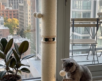 32 Inch Cat Scratching Post with Ball Toys | Sisal Cat Scratcher Tower