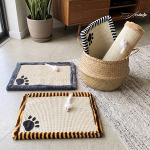 Cat Scratching Pad Mat | Sisal Scratch Board with Toy Mouse