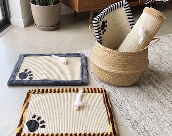Cat Scratching Pad Mat | Sisal Scratch Board with Toy Mouse