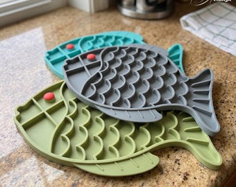 Miska dla psa w kształcie ryby, spowalniająca jedzenie | Silikonowa mata do lizania