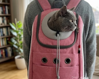 Atmungsaktiver Katzenrucksack | Haustier-Reisetasche für kleine Hunde, zum Wandern (42 cm)