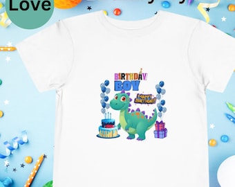 Camiseta de cumpleaños de dinosaurios para niños pequeños – Camiseta de fiesta de dinosaurios, algodón cómodo