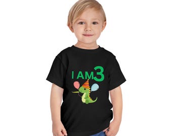 Camiseta de cumpleaños de dinosaurio "Tengo 3 años" – Conjunto de dinosaurio para niño pequeño, camiseta infantil