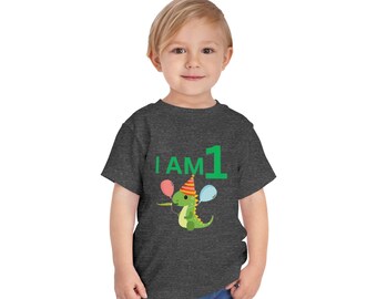 Camiseta de cumpleaños de dinosaurio "Tengo 1 año" – Camiseta de fiesta de dinosaurios para niño pequeño