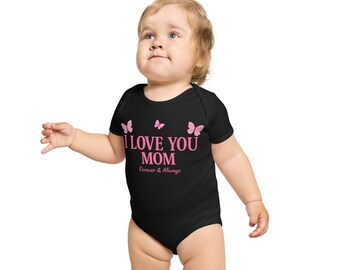 Te quiero mamá – Body para bebé, body rosa con mariposas, regalo para el Día de la Madre