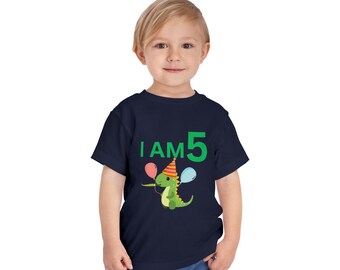 Camiseta de dinosaurio para el 5.º cumpleaños – Conjunto de dinosaurio para niño pequeño "Tengo 5 años"