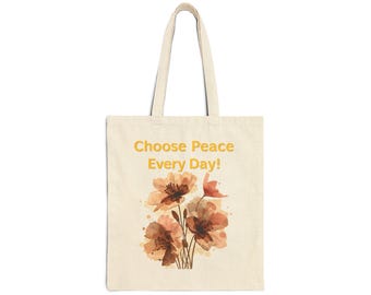 Bolso de mano de lona de algodón con estampado floral, ecológico y reutilizable, bolso de hombro minimalista.