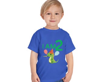 Camiseta de cumpleaños de dinosaurio "Tengo 2 años" – Conjunto de dinosaurio para niños pequeños, camiseta para niños de dos años