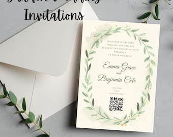Wedding Invitation- Green Garden Canva Editable