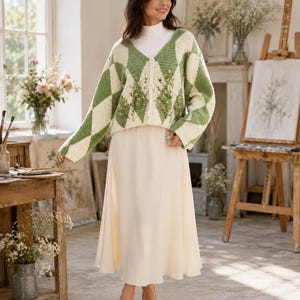 Geometric Motif Crochet Cardigan Pattern | Diamond Triangle Assembly Cardigan PDF