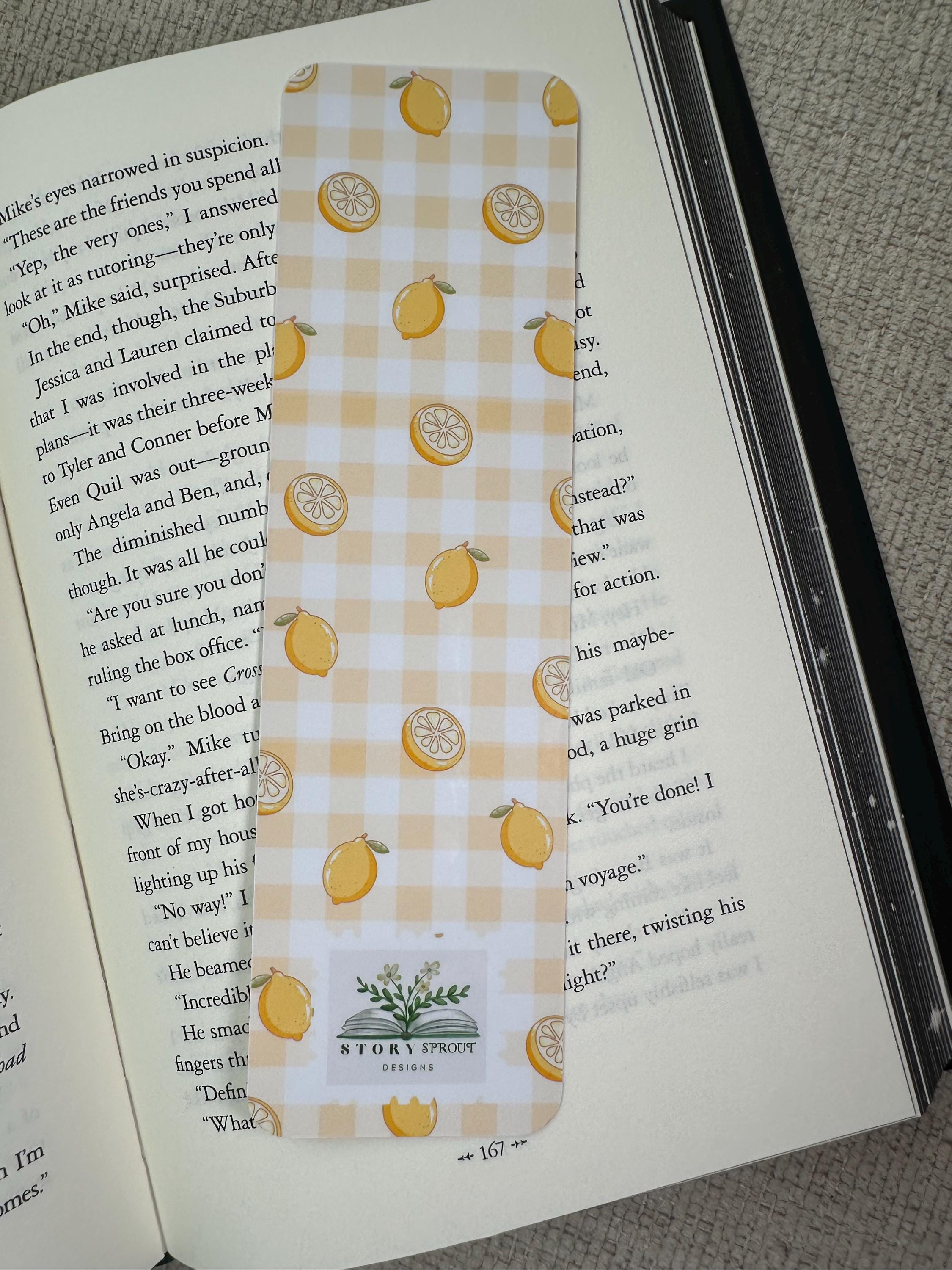 Lemon Reading Lemon Reading Pun Laminated Yellow Bookmark | Bookish Gift - Etsy