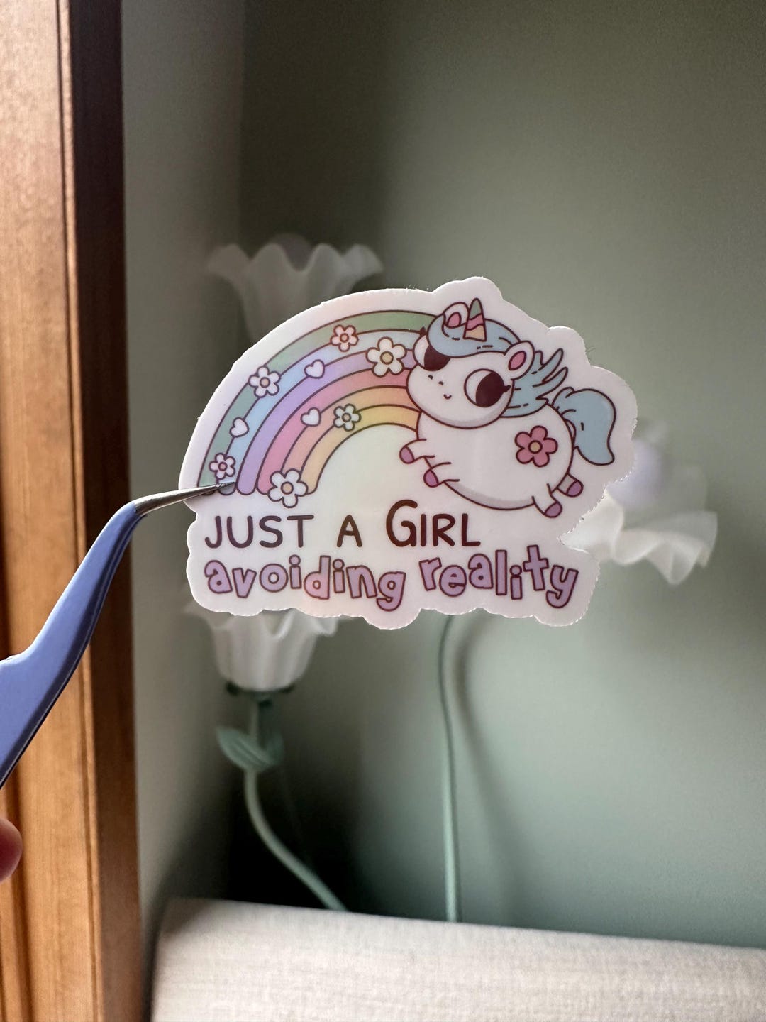 Just a Girl Avoiding Reality Vinyl Sticker | Funny Sticker| Holographic ...