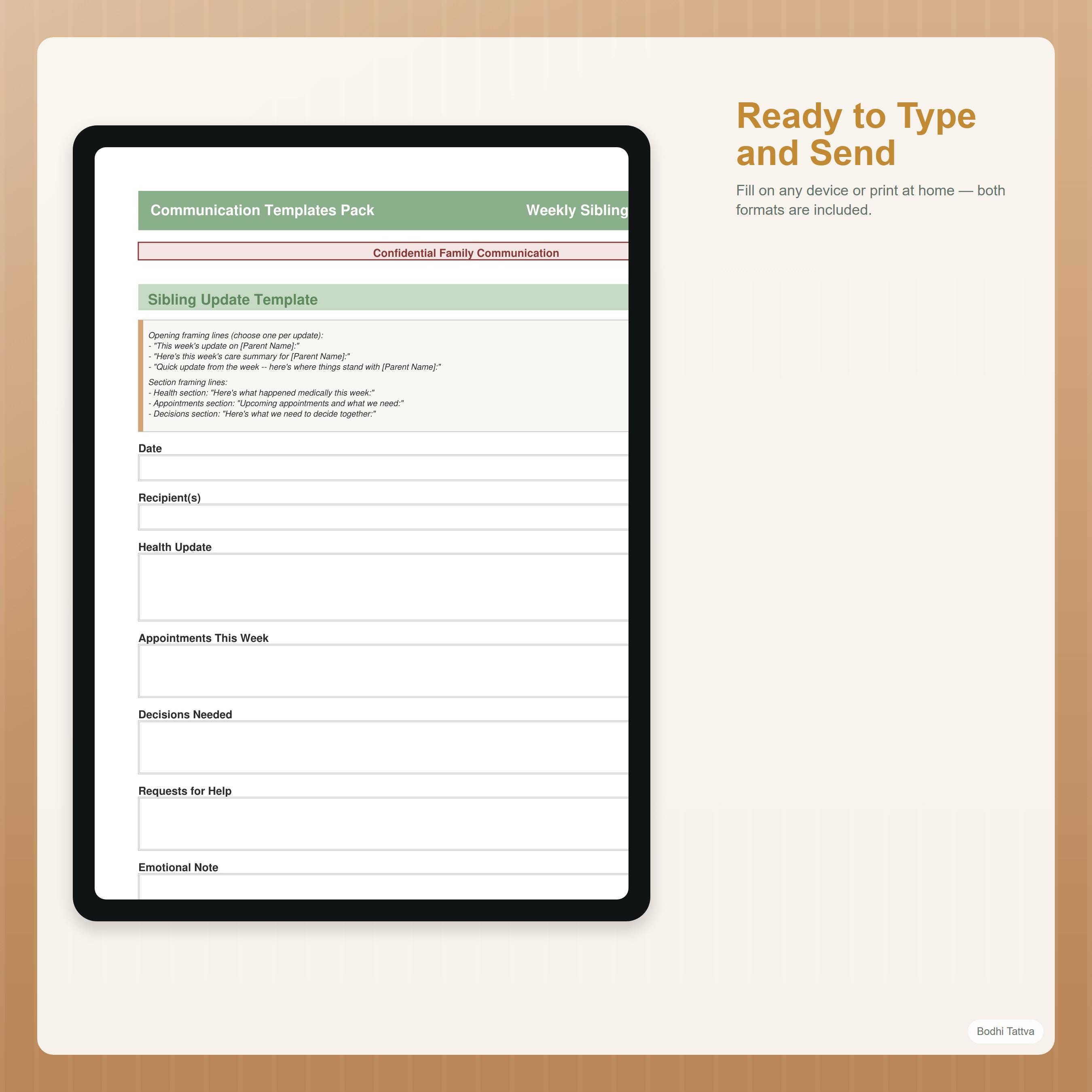 Caregiver Communication Pack Printable and Fillable PDF, Family Scripts ...