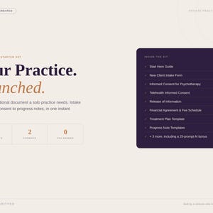 Private Practice Startup Forms | Therapist Intake Consent Templates | Editable Word PDF | Launch Checklist + AI Prompts for Therapists