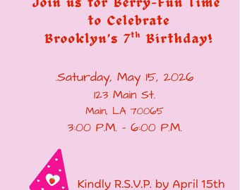 Berry-Fun Time Party Invitation template