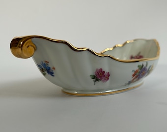 Paul Pastaud Limoges Hand Painted Ravier, Floral Oval Relish Dish