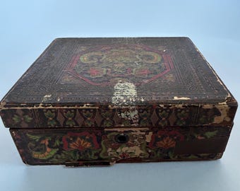 Antique German Toy Sewing Machine Original Box 1900s Child Hand Crank