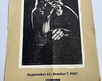 Vintage 1967 Kathe Kollwitz Exhibition Poster R.E. Lewis San Francisco