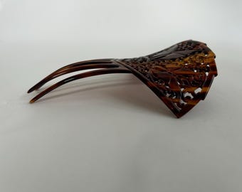 Large Art Deco Hair Comb Faux Tortoiseshell Celluloid Spanish Mantilla Peineta Fan Shape Antique 1920s Wedding Bridal Flamenco