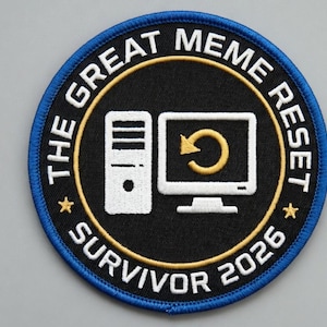 La grande patch di sopravvivenza al reset dei meme del 2026, patch divertente per il morale IT con velcro, distintivo ricamato per giocatori PC, regalo umoristico tecnologico, emblema di amministratore di sistema