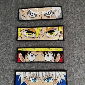 Broderad lapp för anime och manga, stryklapp, present till animefan, cosplay-tillbehör, ögonmärke för manga, kardborreband