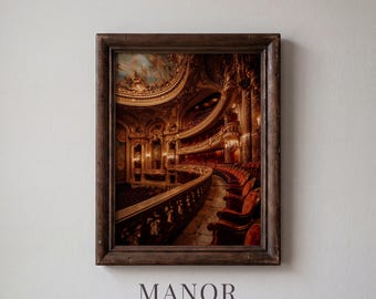 Vintage Opera House Interior, Crimson Velvet Seats Printable Wall Art (Digital Download) 4008