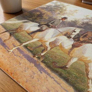 Sophisticated equestrians poster featuring white steeds — lush meadow backdrop with muted, timeless color scheme perfect for traditional spaces