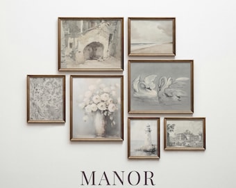 Vintage Neutral Farmhouse Gallery Wall Set of 7 Printable Art (Digital Download) 626