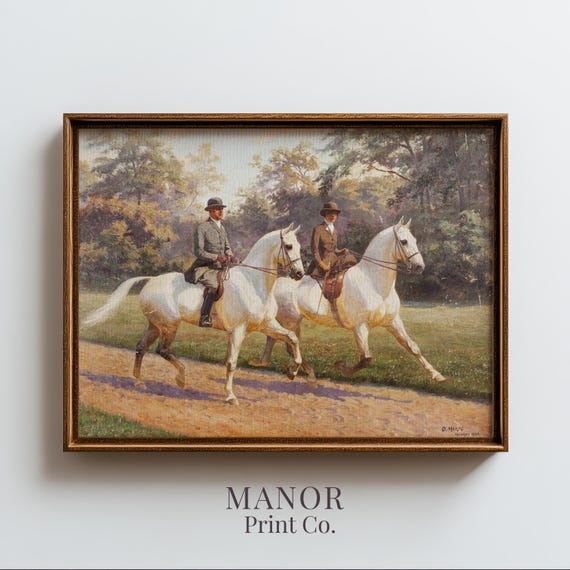 Vintage Horse Riders Print, Classic Equestrian Estate Wall Art Printable (Digital Download) 701