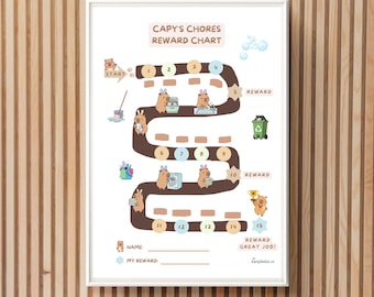 Tabla de recompensas para tareas domésticas para niños (imprimible) / Horario visual para autismo y TDAH / Tabla de comportamiento Capybara / Tabla de responsabilidades para niños pequeños