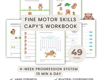 Cuaderno de ejercicios de motricidad fina para niños / Material imprimible para autismo y TDAH / Actividades de terapia ocupacional para practicar el agarre del lápiz en preescolar / Apoyo para terapia ocupacional