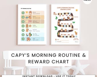 Kit de rutina matutina para niños / Horario visual + Tabla de recompensas / Imprimible para autismo y TDAH / Lista de verificación matutina para niños pequeños / Rutina con imágenes