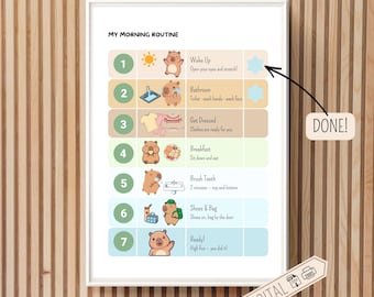 Tabla de rutina matutina para niños con autismo y TDAH / Horario visual imprimible / Tabla de rutina para niños pequeños / Horario con imágenes / Rutina infantil imprimible
