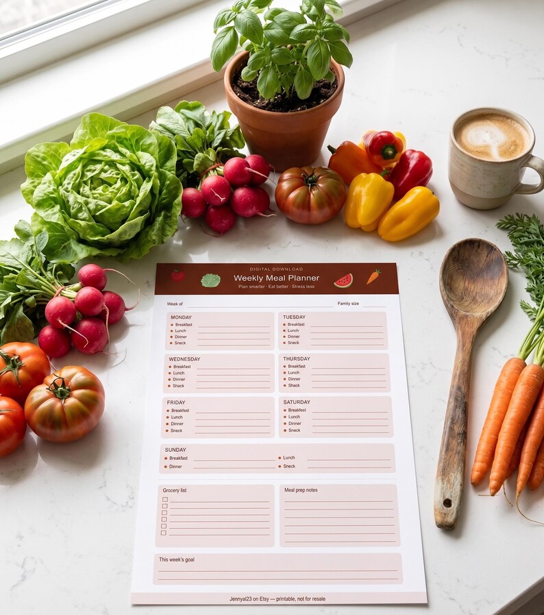 Weekly Meal Planner Printable | Family Dinner Planner PDF | Meal Prep ...