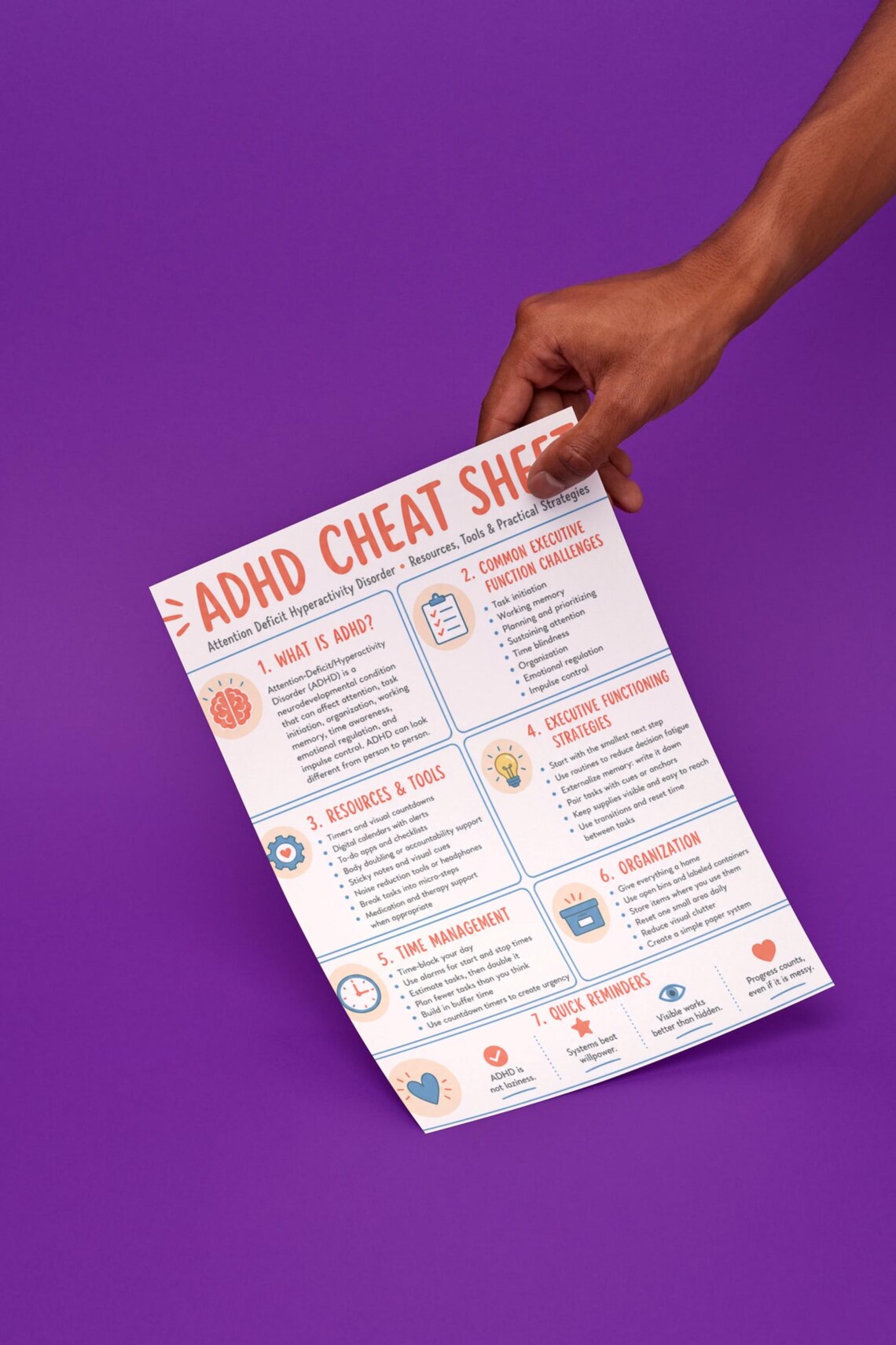 ADHD Cheat Sheet, Attention Deficit Hyperactivity Disorder Resources ...