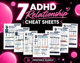 ADHD Relationship Cheat Sheets Printable Bundle, Adult ADHD Communication Tools, Conflict Repair Worksheets