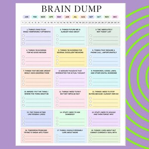 This printable ADHD Brain Dump Form bundle is made for chaotic brains, emotional avoidance, forgotten tasks, mystery appointments, unpaid bills, and the terrifying phrase: “I’ll remember that later.”

Spoiler: you will not.