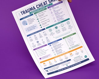Trauma Cheat Sheet, PTSD Symptoms, Nervous System Guide (Printable PDF)