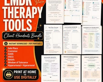 EMDR Therapy Tools: Trauma Coping Skills, Nervous System Regulation Worksheets (Digital Download)