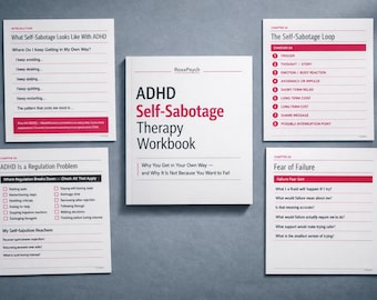 ADHD Self-Sabotage Therapy Workbook, Task Paralysis, Shame (Digital Download)