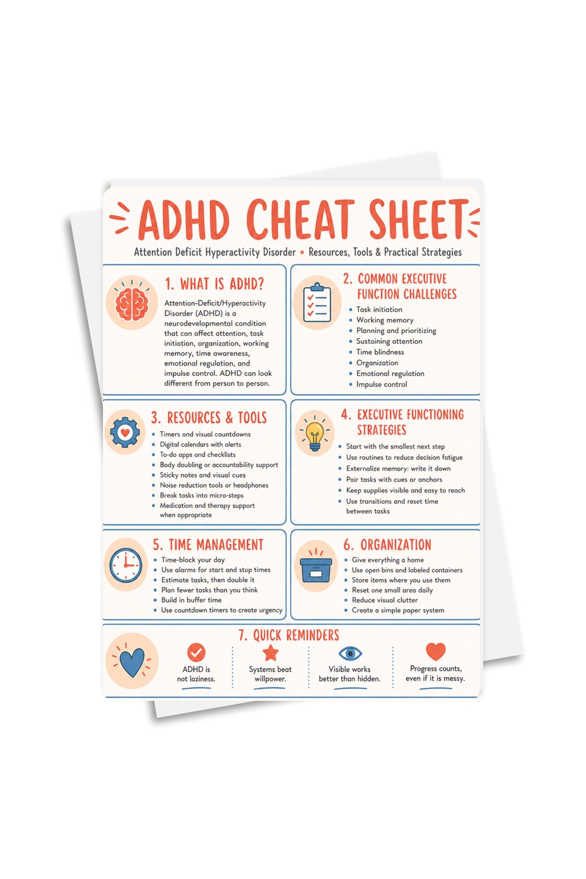 ADHD Cheat Sheet, Attention Deficit Hyperactivity Disorder Resources ...