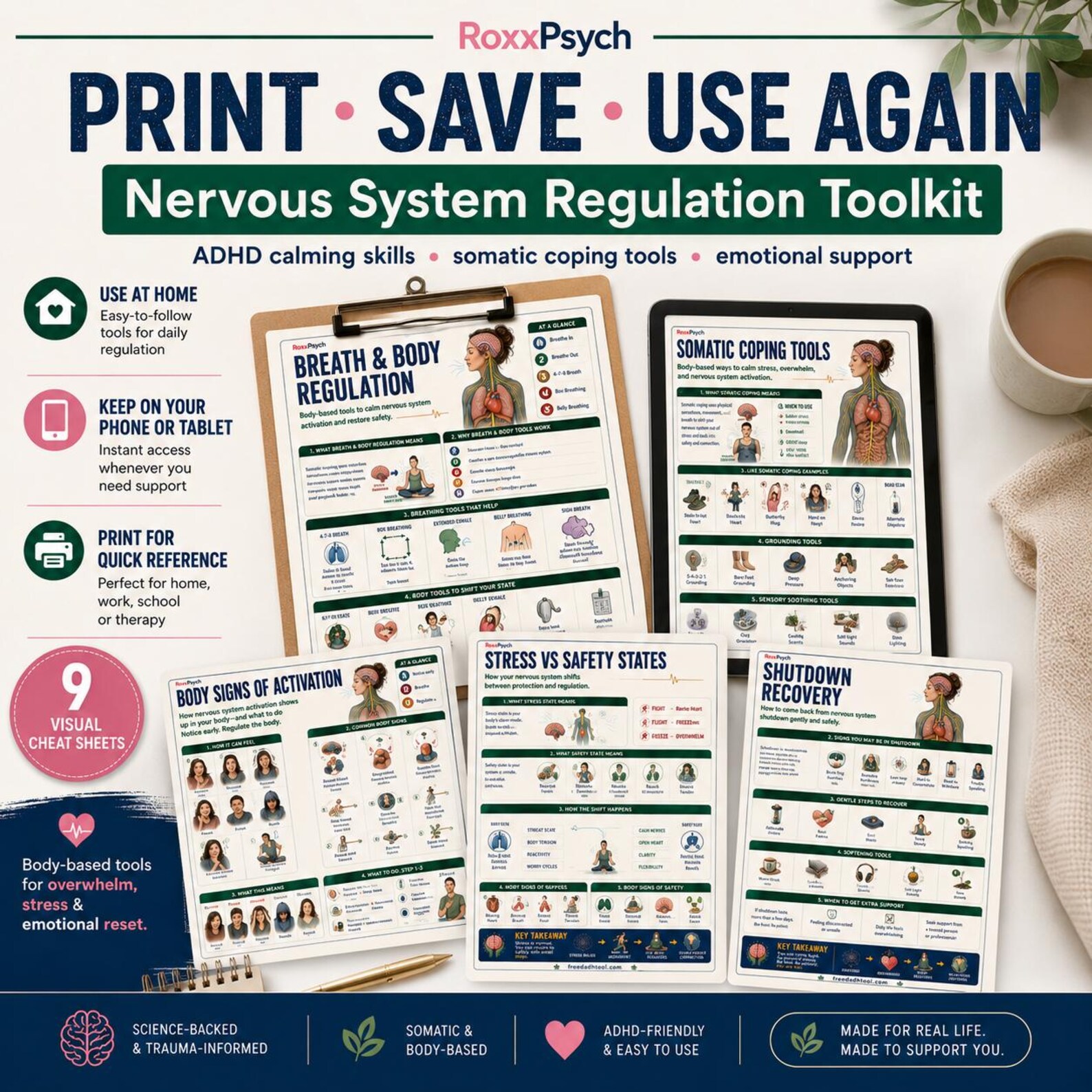 Nervous System Regulation Printable, ADHD Somatic Healing Tool (digital ...