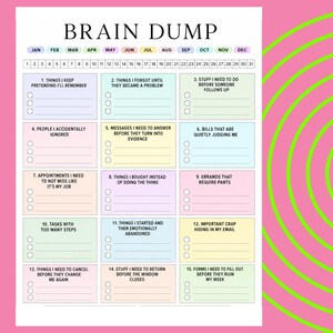 This printable ADHD Brain Dump Form bundle is made for chaotic brains, emotional avoidance, forgotten tasks, mystery appointments, unpaid bills, and the terrifying phrase: “I’ll remember that later.”

Spoiler: you will not.