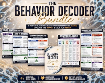 Behavior Decoder Bundle: 6 Printable Cheat Sheets for ADHD, Trauma, Accountability & Emotional Abuse